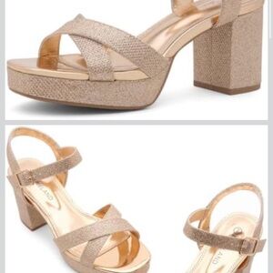 Chic Gold Women's Block Heel Sandals